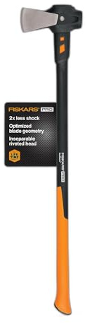 Fiskars Pro IsoCore Splitting Maul and Stainless Steel Axe, Wood Splitting Maul, IsoCore Shock Reduction & Forged Steel Head, 6 lb, 36”, Black/Orange