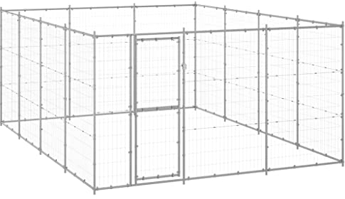 vidaXL Outdoor Hundezwinger Verzinkter Stahl 14,52m² Hundekäfig Hundehütte