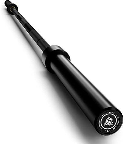 LIONSCOOL 7ft Olympic Barbell (40lbs Weight, Black E-coating, 500LBS, Center Knurl)