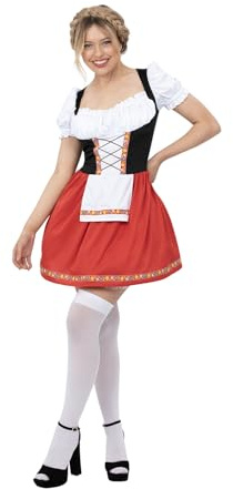 Smiffys Women's Bavarian Oktoberfest Costume – German Dirndl Fancy Dress Outfit for Beer Festival, Carnival, Stag & Hen Party – Alpine Dress – Medium