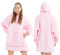 KEPLIN Oversized Blanket Hoodie - Thermal, Soft & Comfortable Throw Hoodie Blanket with Sherpa Lining, Large Pocket & Elasticated Cuff Sleeves - One Size Fits All, Regular (152x86x82cm) Pink