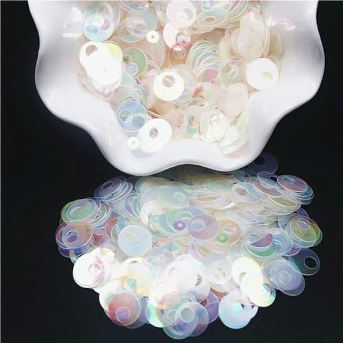 KEMTAT Große Silberne Pailletten, 10 mm, 20 mm, 30 mm, großes Loch, flach, rund, lose Pailletten, DIY- Schmuck, Nähen, Hochzeit, Basteln, Bekleidungszubehör