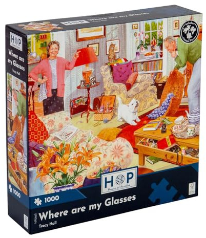 The House of Puzzles - Where are my Glasses Jigsaw - 1000 Piece Jigsaws For Adults, Artist Illustrated, Scenic Landscape, Deluxe Puzzle Gifts