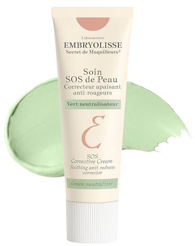 Embryolisse SOS Corrective Cream, Anti-Redness Face Moisturizer and Color-Correcting Makeup Primer with Hyaluronic Acid. Vegan, 1.01 Fl Oz