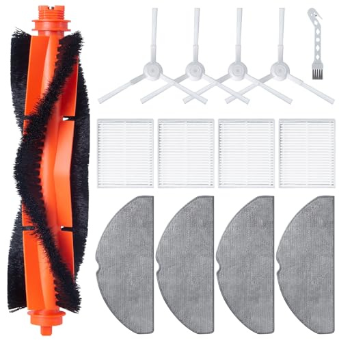 Fixbetter ZubehörSet für Xiaomi S20 Roboter Staubsauger Ersatzteile. 1 Hauptwalzenbürste, 4 Hepa-Filter, 4 Wischpads, 4 Seitenbürsten, 1 Bürste (14 Stück)