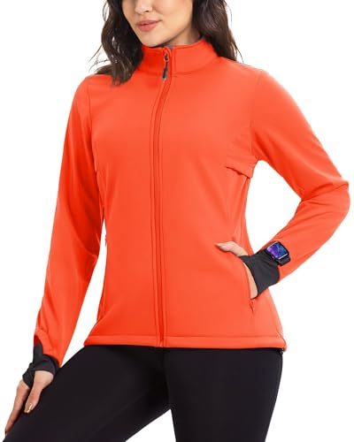 33,000ft Women's Cycling Jacket Ladies Waterproof Softshell Jacket Fleece lined jacket Windproof Running Jacket Reflective Autumn/Winter Cycling Jacket Dark Red XL