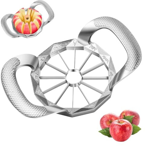 Affettatrice per mele, in acciaio inox, con 12 lame in acciaio inox, multifunzionale, con manovella antiscivolo, per la preparazione della frutta (B)