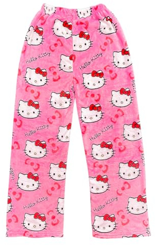 Kitty Pajamas,Kitty Pj Bottoms, Fluffy Pj Bottoms, Pajama Trousers for Women, Flannel Pyjamas, Cartoon Anime Pjs Pants