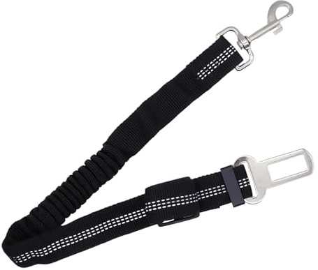 Jecdfs Justerbar hundsele för bilen med elastisk ryggsäcksdämpning, slitstark nylon och starka karbinhakar, lämplig för små och medelstora hundar i alla fordonstyper, svart