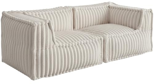 Bananair - Canapé Modulable 2 Places - Conception Innovante Boneless Couch, 100% Flocons de Mousse, Confort Assuré - Canapé d'angle Compressé, Sofa avec Accoudoirs pour Salon, Chambre (Beige)