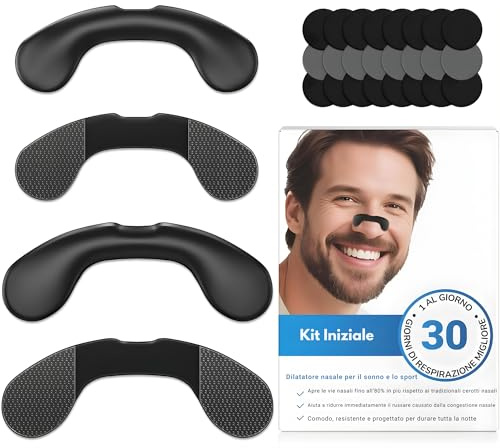 Dilatatore Nasale Antirussamento Riutilizzabile – Cerotto Nasale Esterno con Tabs Adesive e Hook & Loop – Migliora la Respirazione Notturna e Durante lo Sport – Comfort Delicato