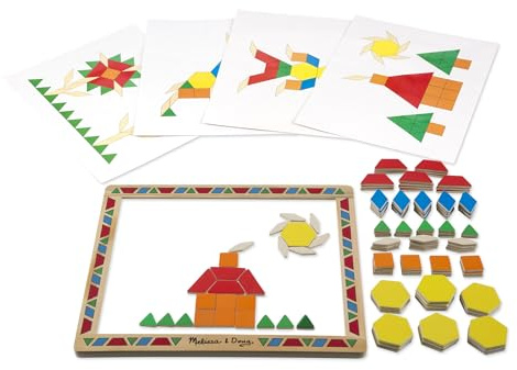 Melissa & Doug Juego De Bloques Magnéticos De Madera con Diseños
