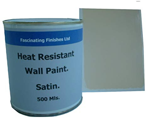 1 x 500ml Satin Cream Heat Resistant Wall Paint. Wood Burner Stove Alcove. Brick, concrete, plaster, cement board, rendering, metal, timber etc.