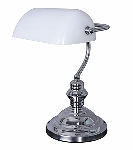 Retro Lampe Schreibtischlampe Bankers Lamp (ohne Leuchtmittel) Antikstil Leuchte Silber Bankerlampe xcl113 Palazzo Exklusiv