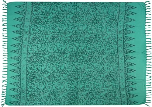 Wogeka Sarong – Blickdichtes luftiges Strandtuch in Türkis Blau für Damen & Herren als Pareo Wickelrock Cover Up Strandkleid Wrap für den Strand 95