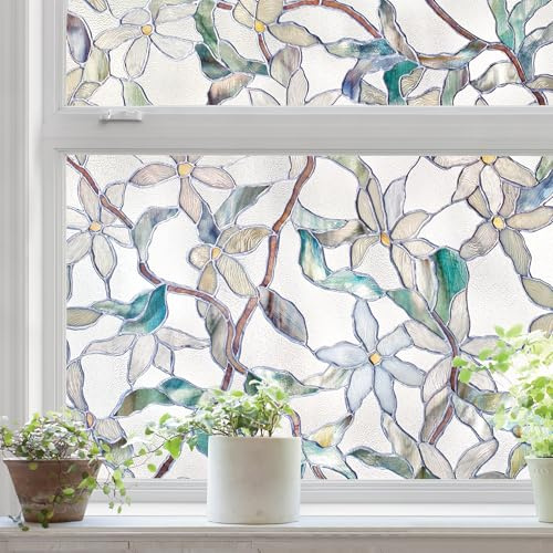Jasmine Window Privacy Film by Artscape - Decorative Textured Stained Glass Design, Static Cling, Blocks Direct Views, UV Protection, Removable and Repositionable, Made in USA - 24 x 36 Inch