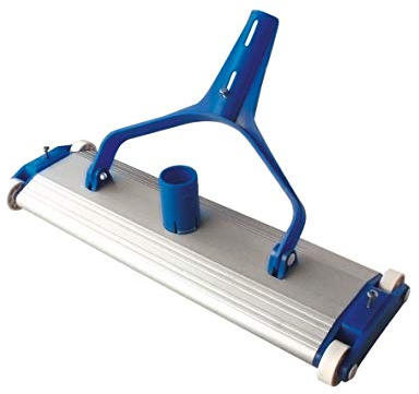 SIQUA Limpiafondos de Aluminio Premium para Piscinas con Cuatro Ruedas y Cepillo de Arrastre.Conexión a Manguera de aspiración de Ø38 mm.Longitud 30 cm. Cepillo de Nylon. Fijación Palomilla.