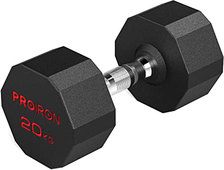 PROIRON Pesi Palestra in Acciaio 20 kg - Manubri Gommati Anti Collisione per Body Building, Pesistica Fitness, Allenamento (Singolo)