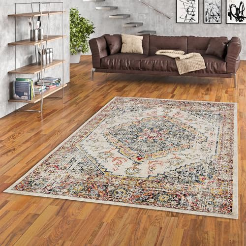 Pergamon Designer Teppich Vintage Zoe Orient Bunt Bordüre in 5 Größen