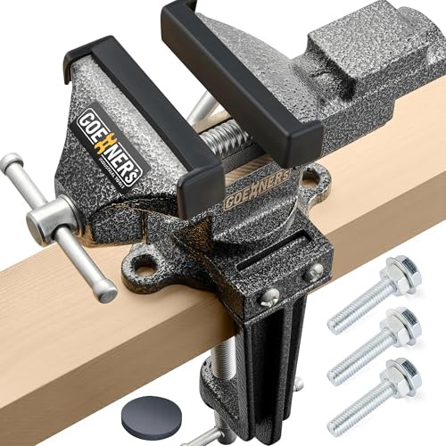 Dual-Purpose Combined Universal Vise 3.3 with 360° Swivel Base, Bench Vise or Table Vise Clamp-On with Quick Adjustment, Movable Home Vice for Woodworking