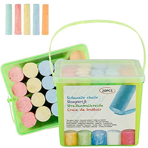 Smart Planet Straßenmalkreide Vorratsbox 20Stk - Bunte Kreide im Eimer für Kinder - Malkreide zum Malen und Spielen im Sommer - Kreideset Geschenkbox