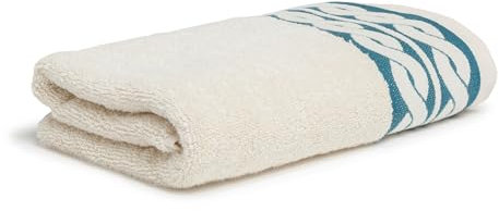 Möve Cosy Knits Chenillebordüre Handtuch 50 x 100 cm aus 100% Baumwolle, Nature/deep Lake
