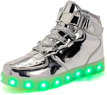 Aizeroth USB Aufladen Unisex Kinder LED Schuhe 7 Farbe LED Leuchtend Outdoor Sportschuhe High top Atmungsaktives Ultraleicht Laufschuhe Gymnastik Turnschuhe Für Jungen Mädchen Geburtstags Geschenk