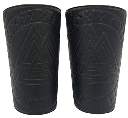 COSFAN Bracciali Vichinghi Odino Valknut Polsino Largo In Pelle Bracciali Medievali Bracciali Vichingo Armatura Bracciali Per Tiro Con l'Arco Braccialetto Con Guanto Di Protezione Avvolgente (Nero)