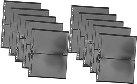 CIYODO 10pcs Double Sided Pvc Stamp Collecting Album Pages with Black Lightweight Loose Leaf Holders for Organising and Storing Post Stamps