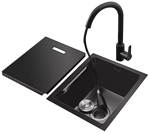 SZITW Lavello da Cucina a Scomparsa in Acciaio Inox Lavello a Vasca Singola Lavello per Verdure Lavello da Cucina Bancone da Bar Sottopiano Bacino Piscina d'Acqua con Lavelli di Copertura (Color :