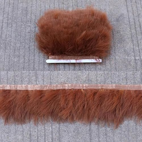 10 Meter gefärbter Stoff mit Truthahnfederbesatz, feine Fransenspitze für Hochzeitsdekoration, DIY-Kleidung, Schmuck, Kunsthandwerk, Kaffee, 8–10 cm