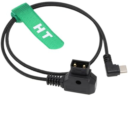 HangTon strömkabel D-kran till USB typ C för Tilta Nucleus Nano II DJI Focus Pro-motor SDR överföring V-monterat batteri, rät vinkel 90 graders USB-C
