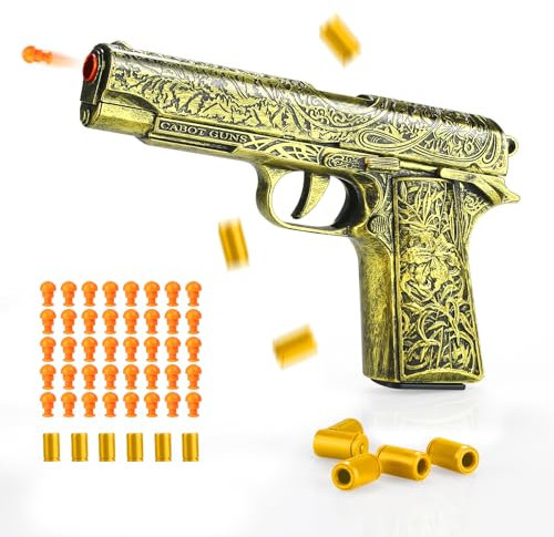 Spielzeug Pistolen für Kinder, Gold Gravur Vintage Spielzeug Pistole mit Munition, Kinder Spielzeugwaffen Blaster Spielzeug Realistisch, Geburtstagsgeschenk für 14+ Jahre, Kontinuierliche Betrieb