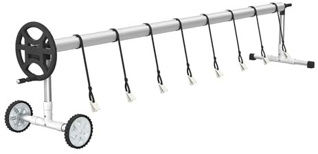 FIVMEN Pool Aufroller Poolabdeckung 3-5,7m Aufrollvorrichtung Mobiles für Plane, Premium Aufrollsystem inkl. Bänder und Rolle Einstellbar Poolaufroller, Typ C