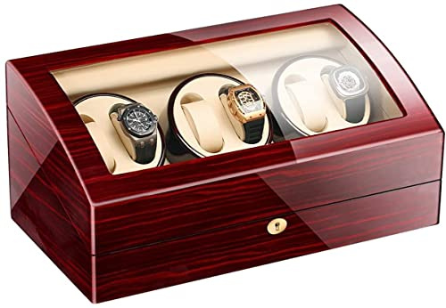 Caja de presentación automática para 6 relojes, enrollador de relojes para relojes automáticos, estuches para relojes con batería, cajas para relojes, enrolladores, estuche de almacenamiento, color r