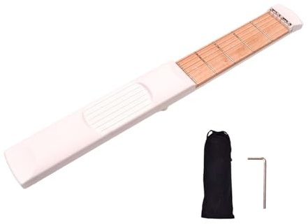 ICDKOYK Resegitarrer Bärbar fickgitarr hjälper till att träna fingerflexibilitet och förbättra gitarrspelsnivån var som helst 6-strängad ficka Resefolk , Vit 6-band