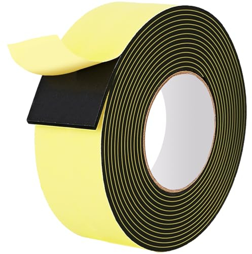 Rusoz Foam Tape Self Adhesive, High Density Neoprene Weather Strip 30mm(W) x 1.5mm(T) x 3M(L), Edge Protection Foam Waterproof & Soundproof Barrier, Easy Peel-and-Stick for Window, Door, Car