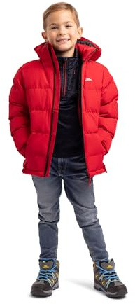 Trespass Tuff - Chubasquero para niño (Impermeable, con Capucha Desmontable), Primavera/Verano, Niños, Color Rojo, tamaño 11/12