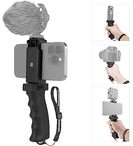 Fantaseal Soporte de Mano Smartphone Palo Selfie con Telefono Movil Abrazadera y 1/4 Pulgadas para Youtube TIK Tok Vídeo Compatible Camara Deportiva Gopro Celular iPhone Androide