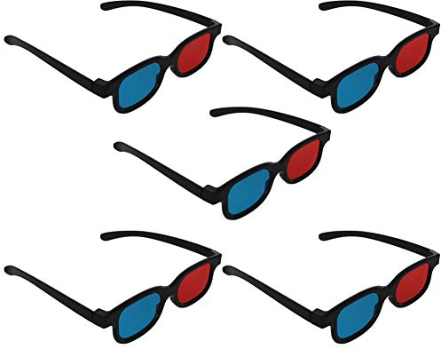 Othmro Lot de 5 Lunettes de Style 3D Durables Lunettes de Visionnement 3D Lunettes de Jeu de Film 3D Rouge-Bleu Lunettes 3D Cadre Lentille en Résine Blanche pour 3D TV Cinéma Films à la Maison