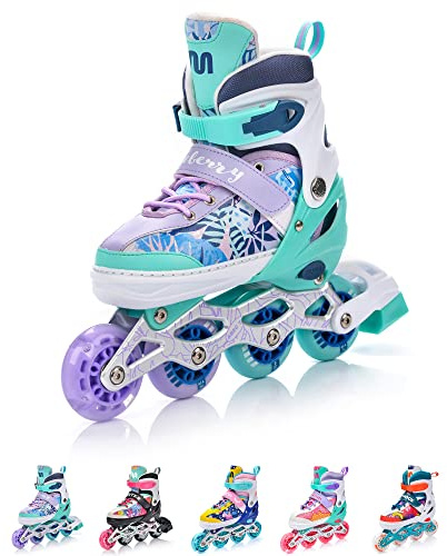 Inlines Rullskridskor Barn 4-i-1 set Rullskridsko för Barn Justerbar Rullskor Skridskor Rollerblades för Nybörjare med Självlysande Hjul METEOR