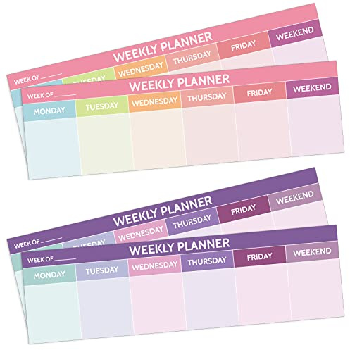 200 Sheets Weekly Planner Notepad Tear off 2.8 x 9.5 Inch Weekly Calendar Pad to Do List Notepad Adhesive Horizontal Schedule Sticky Pad for Planner Reminder Office School(Multicolor)