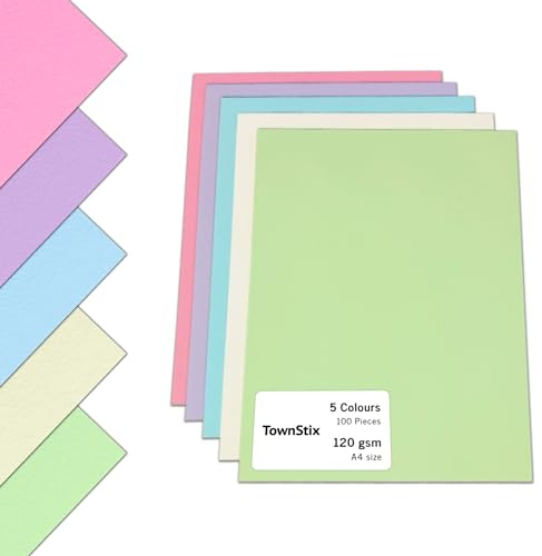 100 feuilles, A4 120 g/m² Papier Couleur Cartonné - 5 Couleurs