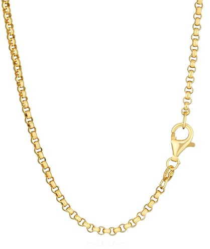 NKlaus collana Noble 45cm catena a piselli rotonda, argento 925 placcato oro giallo, larghezza 2,1mm 15021