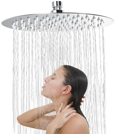 8 Zoll Regendusche Duschkopf, Regenduschkopf aus Edelstahl, 304 Edelstahl Regenduschkopf, Verstellbarer Kopfbrause, Runder Duschkopf Regendusche