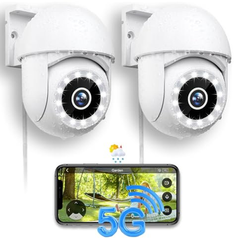 Menborn Überwachungskamera Aussen 2,4/5GHz, 2,5K Kamera Überwachung 360° mit Starlight Farb-Nachtsicht, 360° IP Kamera Outdoor mit Flutlicht, Bewegungserfassung, Funktioniert mit Alexa, 2PCS