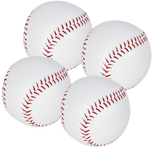 Lunaanda 4 PCs Soft Baseball, Soft Übung Baseballs, Softball -Trainingsball, genähte T -Ball, Rounders Bälle, weiches Leder für Erwachsene Jugendtraining professionelle Baseballspiele