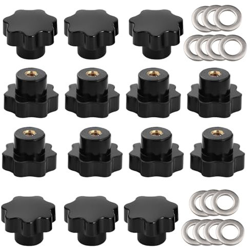 GVSS 14 Pcs Ecrou Papillon M6 25mm, Vis Papillon,Écrou à Poignée Étoile,Ecrou M6 Bouton en Plastique et Cuivre,Vis Etoile M6 avec Filetage Moleté,Pour Machines,Meubles,et Équipements