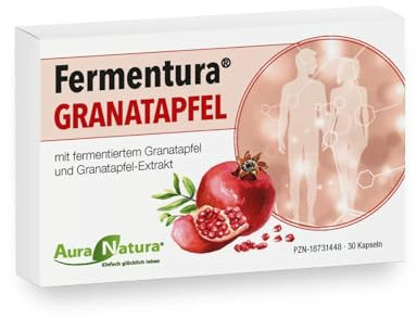 Aura Natura® Fermentura Granatapfel Kapseln – 30 hochdosierte Kapseln mit fermentiertem Granatapfelextrakt & 200 mg Ellagsäure – je Tagesdosis 536 mg – 1 Monat Vorrat & Vegan