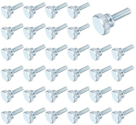 MECCANIXITY 40 Pcs M4x12mm Knurled Thumb Screws, Carbon Steel Zinc Plated Flat Knurled Head Fully Threaded Screw Bolts Fasteners for Home, Machine